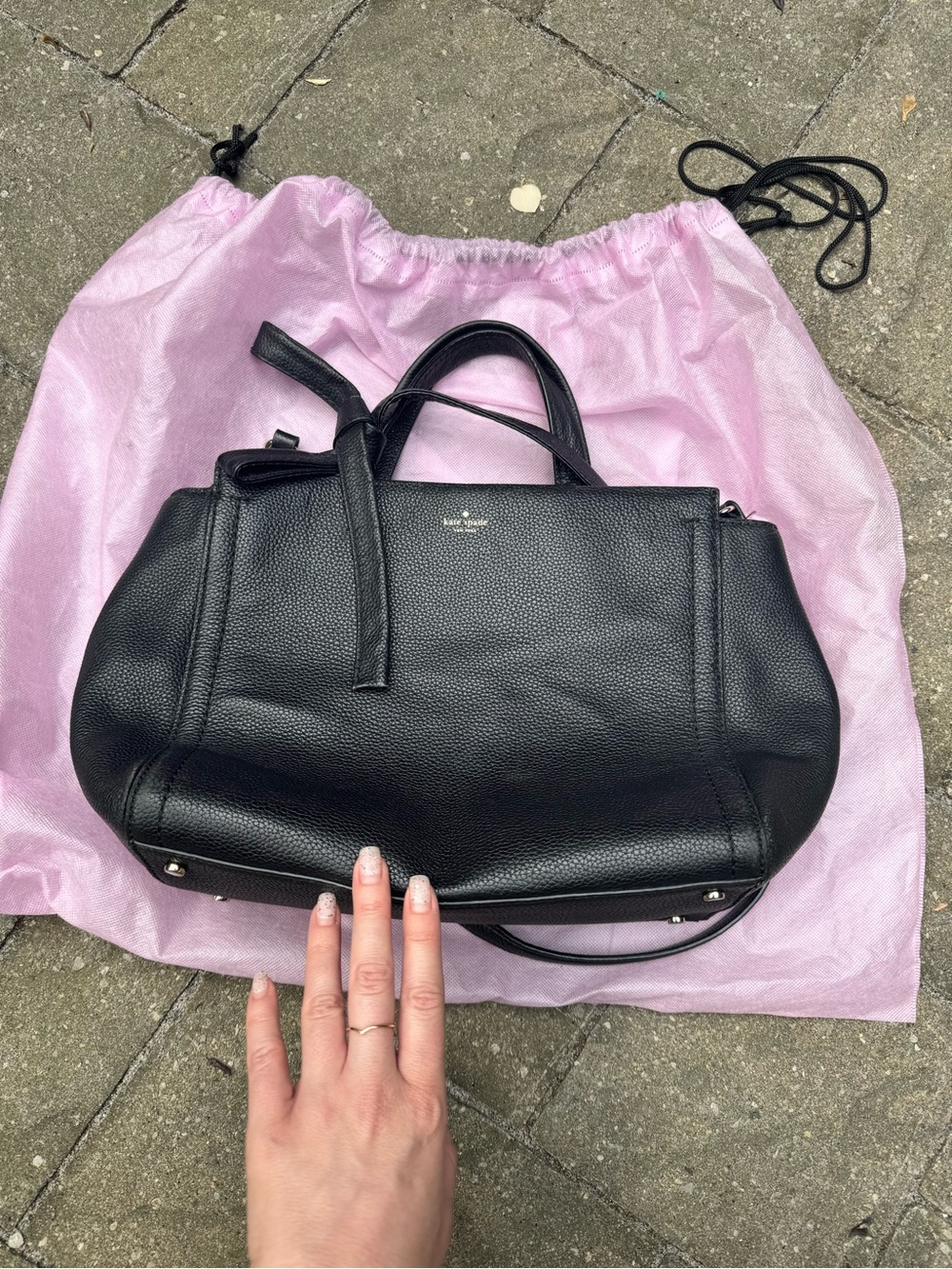 kate spade Black Pebbled Leather Shoulder Bag with bow - Y2K vintage